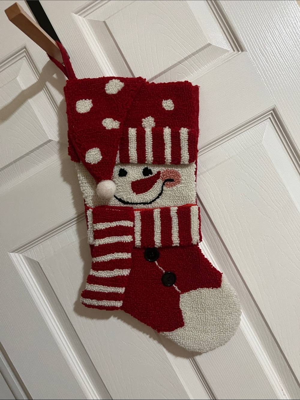 Red Snowman Holiday Stocking with White Accents - Unbranded